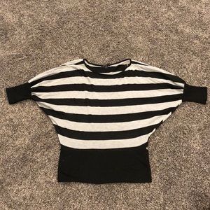 Large size bat wing grey and black striped top